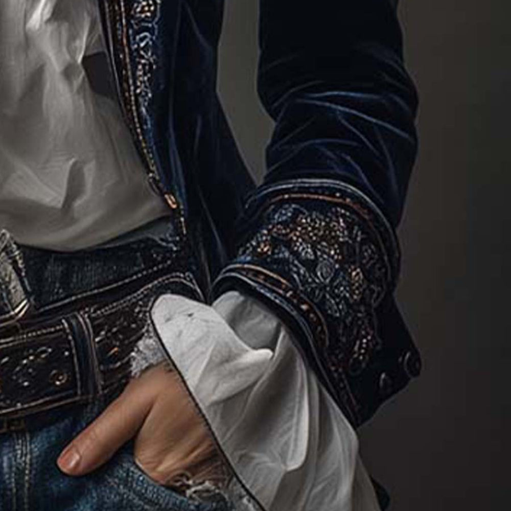 Damska Womens Jacket Marynarka Welurowa Elegancka Długa