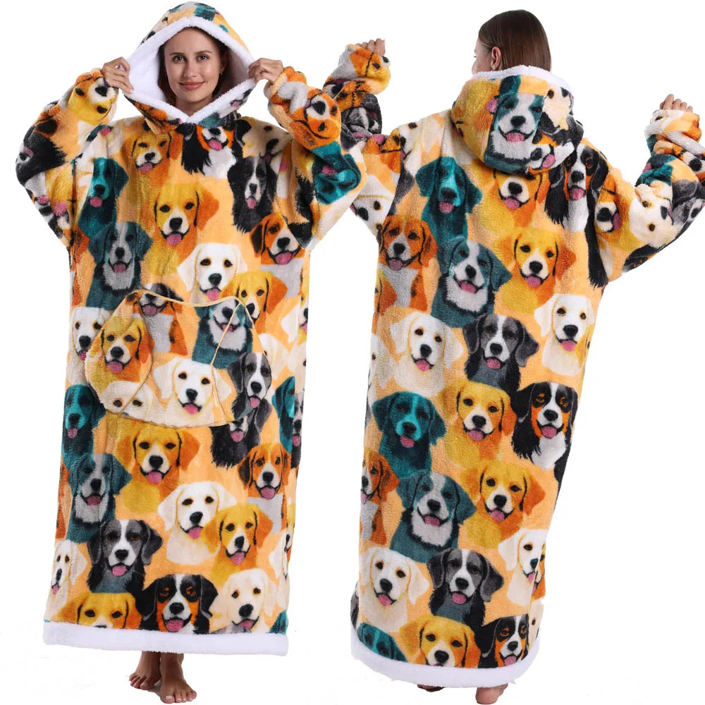 Bluza Koc Oversized Ciepła Flanelowa do Relaksu w Domu