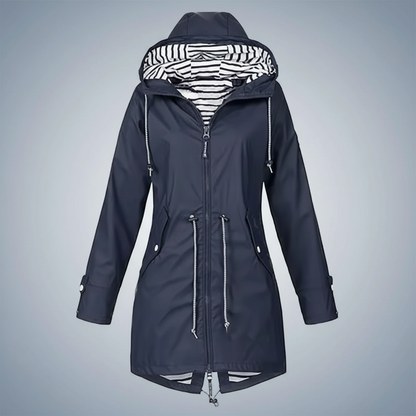 Damska Lekka Kurtka Wiatrówka Kapturem Długa