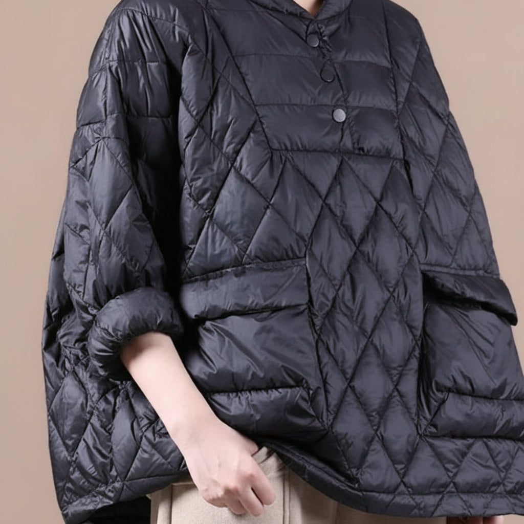 Damska Pikowana Kurtka Puffer Krótka Oversize