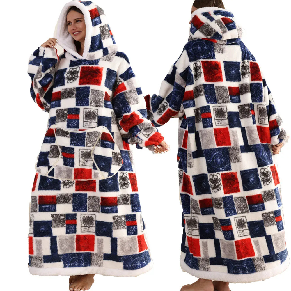 Bluza Koc Oversized Ciepła Flanelowa do Relaksu w Domu