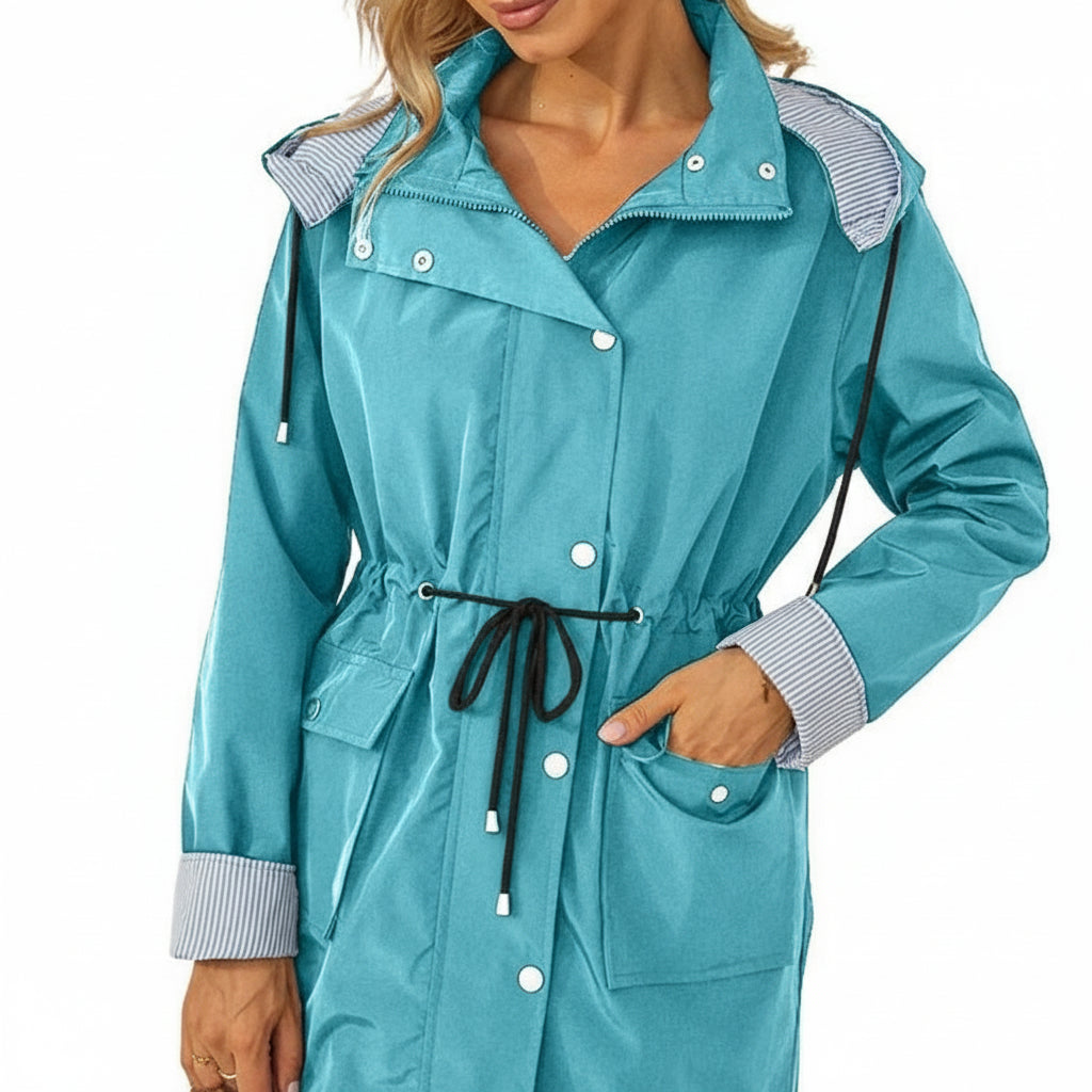 Damska Lekka Kurtka Trench Długa Elegancka Klasyczna