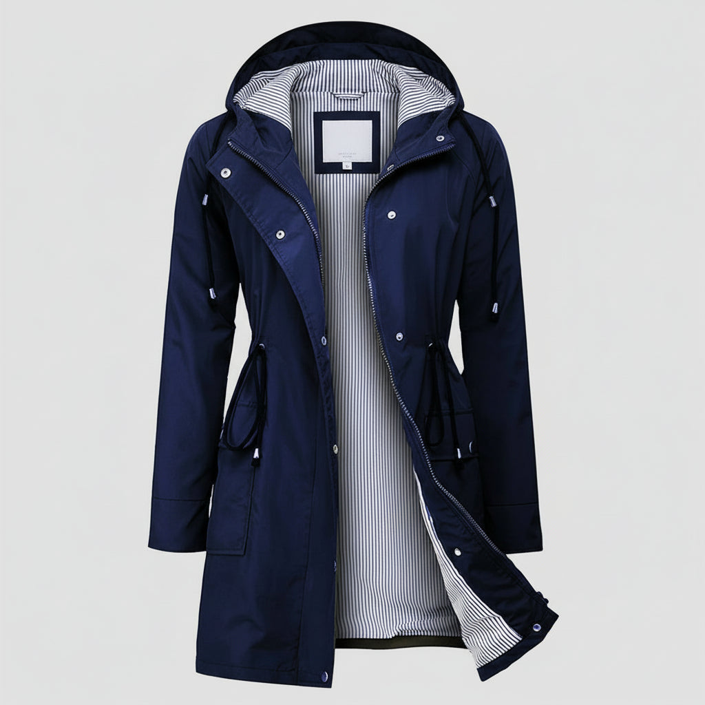 Damska Lekka Kurtka Trench Długa Elegancka Klasyczna