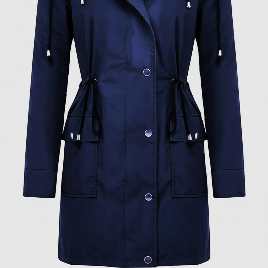 Damska Lekka Kurtka Trench Długa Elegancka Klasyczna