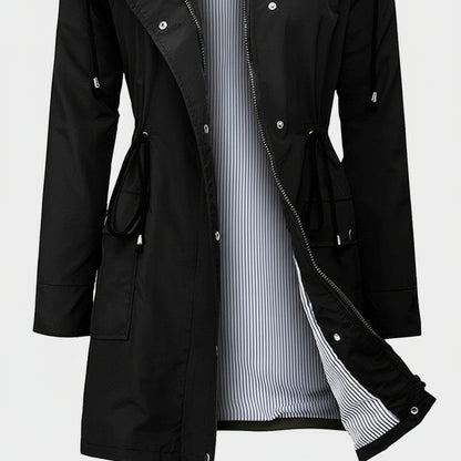 Damska Lekka Kurtka Trench Długa Elegancka Klasyczna