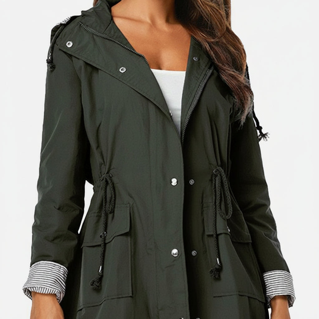 Damska Lekka Kurtka Trench Długa Elegancka Klasyczna