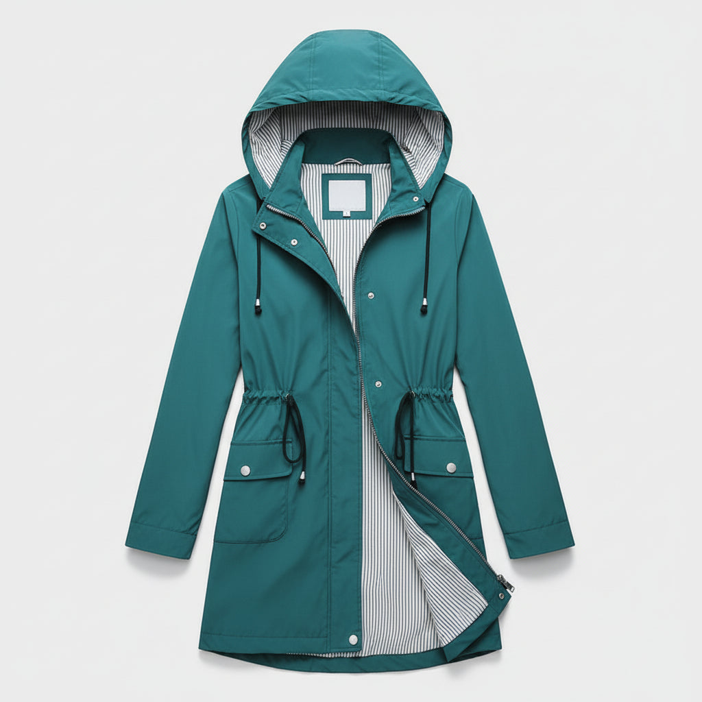 Damska Lekka Kurtka Trench Długa Elegancka Klasyczna