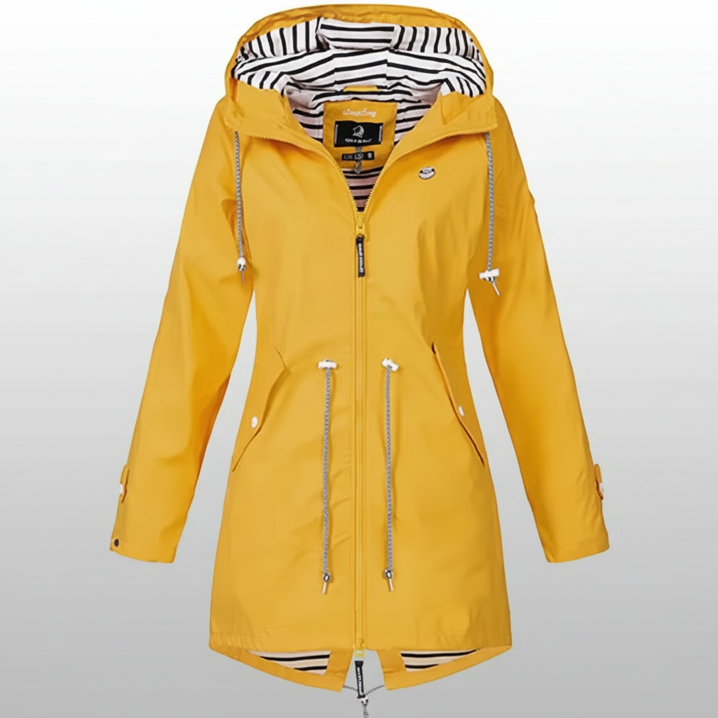 Damska Lekka Kurtka Wiatrówka Kapturem Długa