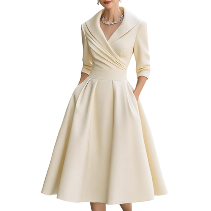 Suknia Ślubna Długim Rękawem Elegancka Sukienka Wieczorowa Midi