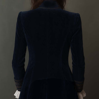 Damska Womens Jacket Marynarka Welurowa Elegancka Długa