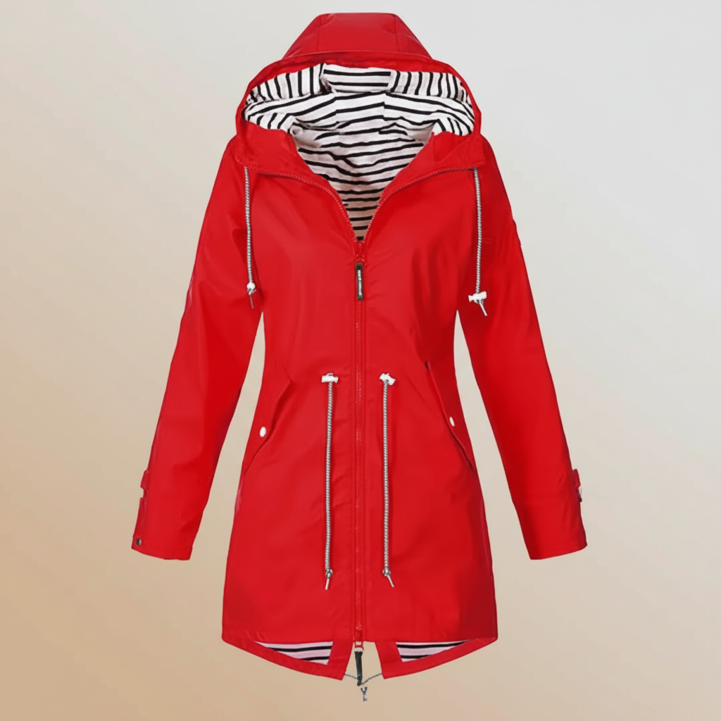 Damska Lekka Kurtka Wiatrówka Kapturem Długa