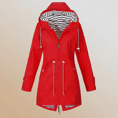 Damska Lekka Kurtka Wiatrówka Kapturem Długa