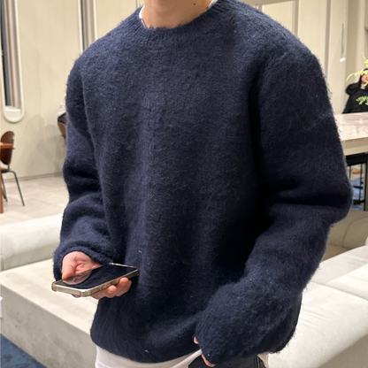 Sweter Męski Dziany Oversize Sweter Cashemere Stylowy