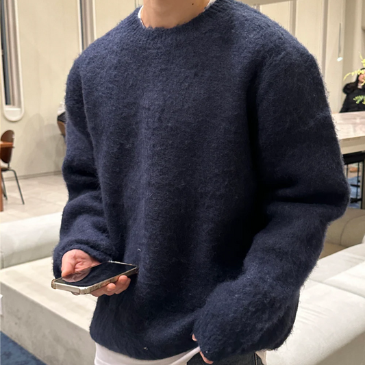 Sweter Męski Dziany Oversize Sweter Cashemere Stylowy