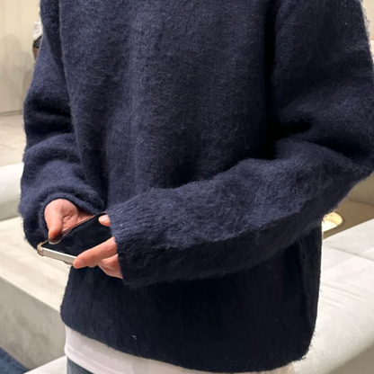 Sweter Męski Dziany Oversize Sweter Cashemere Stylowy