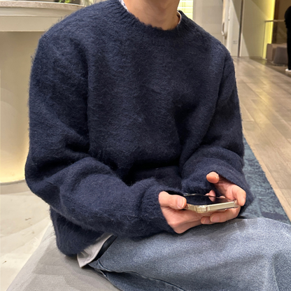 Sweter Męski Dziany Oversize Sweter Cashemere Stylowy