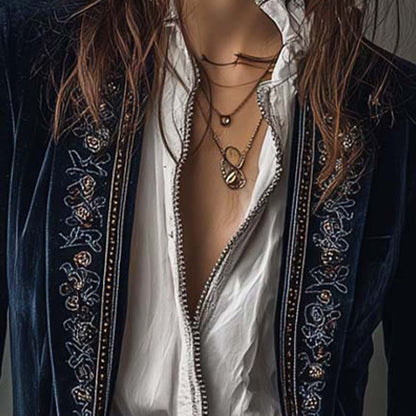 Damska Womens Jacket Marynarka Welurowa Elegancka Długa