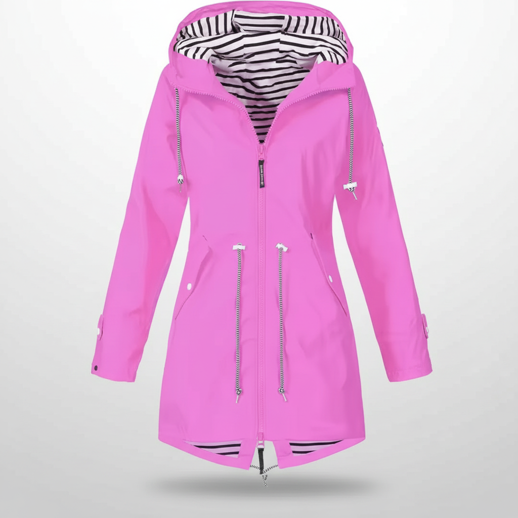 Damska Lekka Kurtka Wiatrówka Kapturem Długa