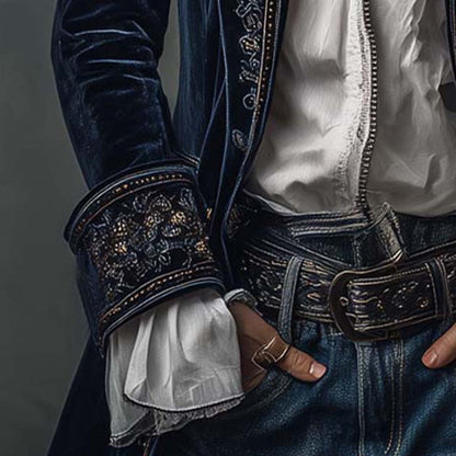 Damska Womens Jacket Marynarka Welurowa Elegancka Długa