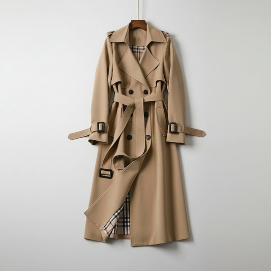 Damski Elegancki Płaszcz Trench Długi Klasyczny