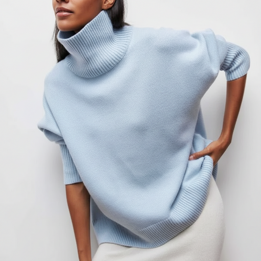 Sweter Damski Kaszmirowy Oversize Golfem Zimę