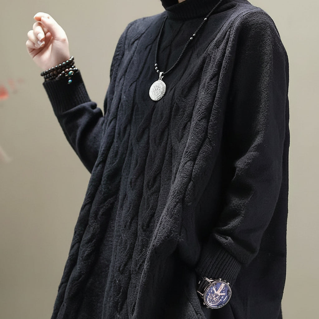 Damski Dzianinowy Sweter Długi Oversize