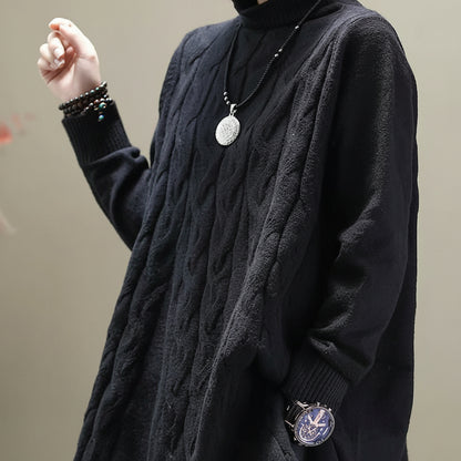 Damski Dzianinowy Sweter Długi Oversize