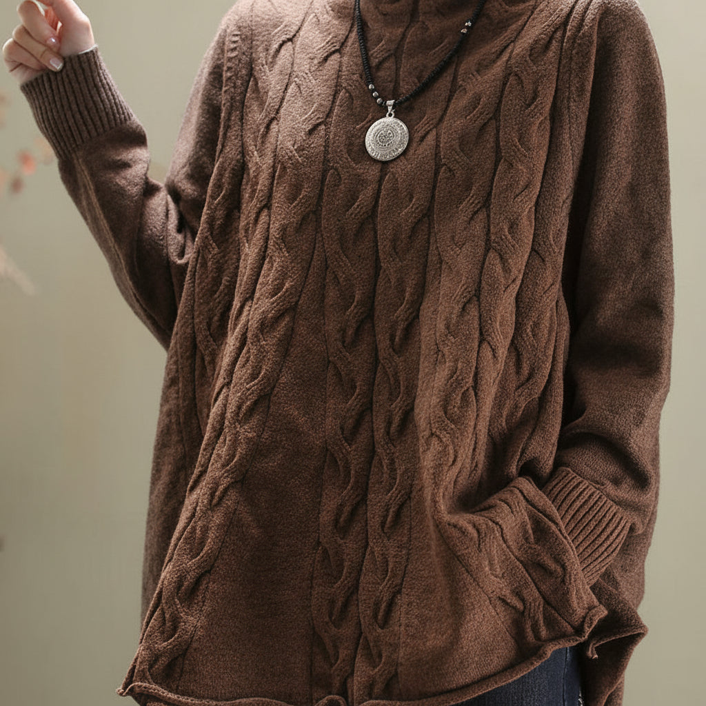 Damski Dzianinowy Sweter Długi Oversize