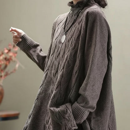 Damski Dzianinowy Sweter Długi Oversize