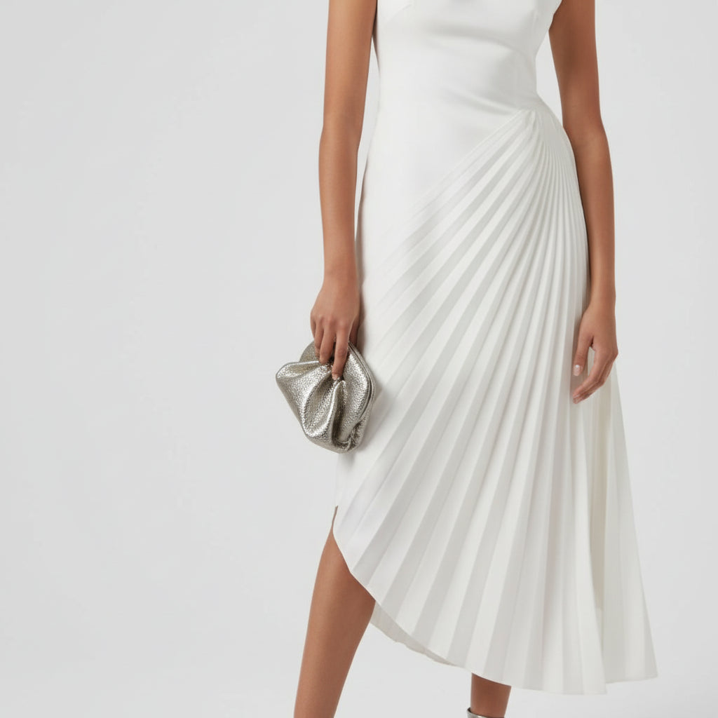 Suknia Ślubna Elegancka Sukienka Wieczorowa Plisowana Maxi