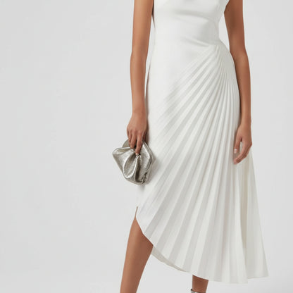 Suknia Ślubna Elegancka Sukienka Wieczorowa Plisowana Maxi