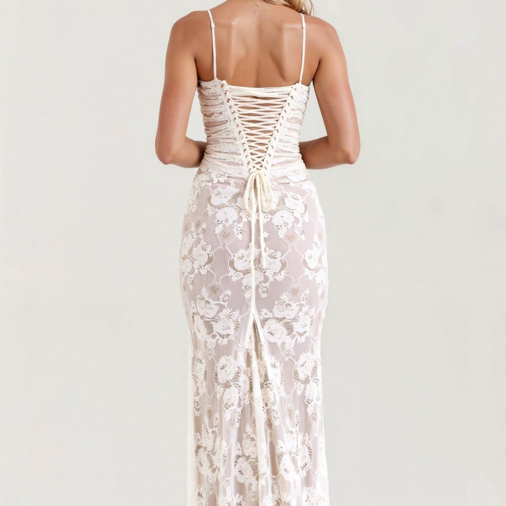 Suknia Ślubna Z Długim Rękawem Koronkowa Sukienka Maxi