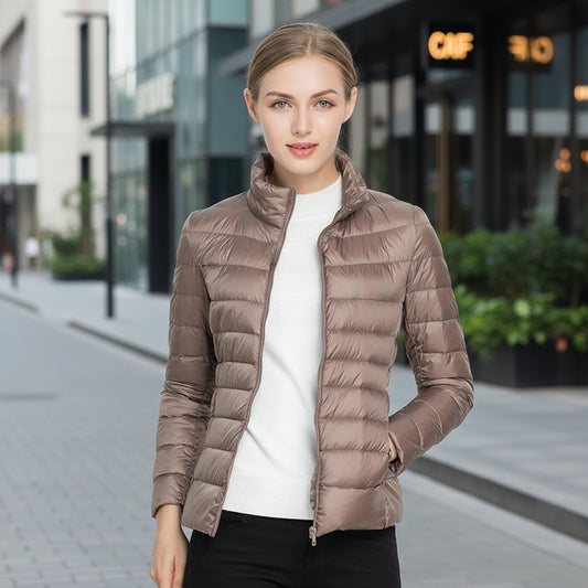 Damska Lekka Puffer Kurtka Krótka Ciepła