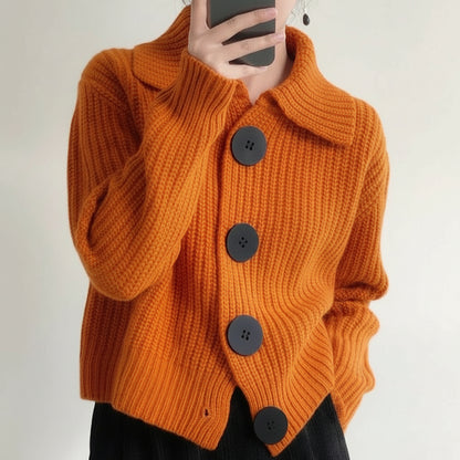 Damski Dzianinowy Kardigan Krótki Oversize