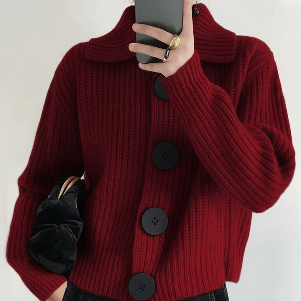 Damski Dzianinowy Kardigan Krótki Oversize