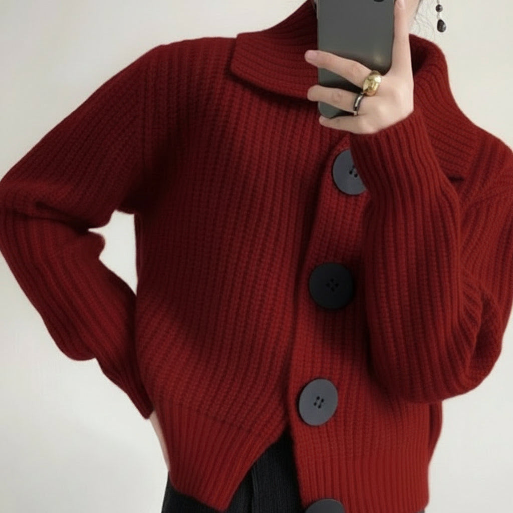 Damski Dzianinowy Kardigan Krótki Oversize