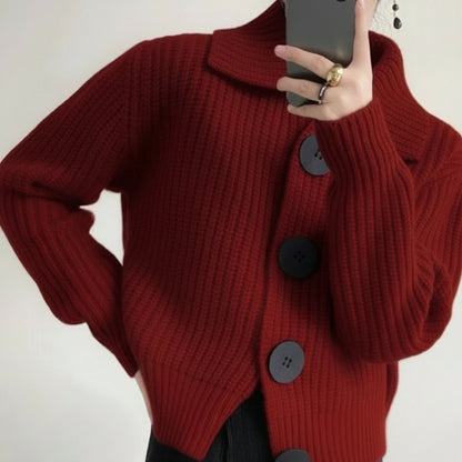 Damski Dzianinowy Kardigan Krótki Oversize