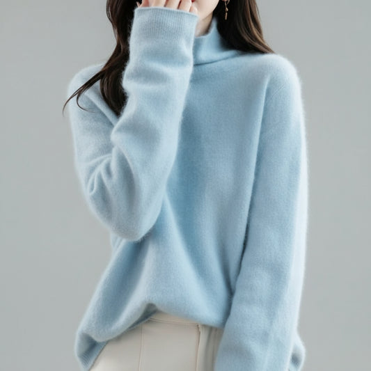 Damski Dzianinowy Sweter Golfem Miękki Oversize