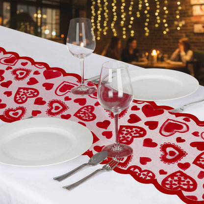Bieżnik Stół Czerwony Kształcie Serca Cale Dekoracja