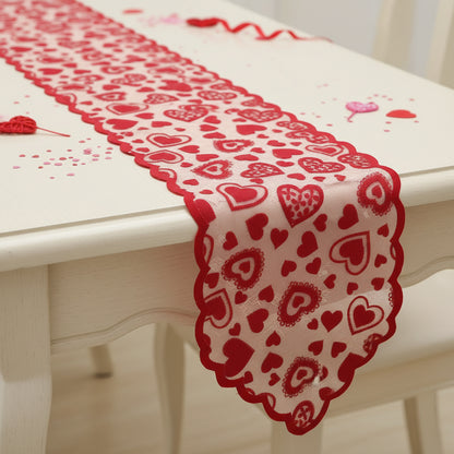 Bieżnik Stół Czerwony Kształcie Serca Cale Dekoracja