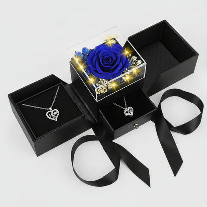Wieczne Róże Pudełku LED Naszyjnikiem Kocham Cię