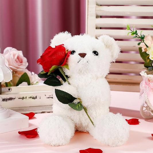 Pluszowy Miś Walentynkowy Różą Prezent Walentynki Urodziny