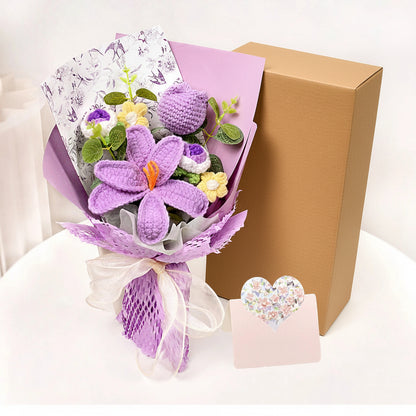 Bukiet Kwiatów Szydełkowych Dekoracyjny Prezentowy