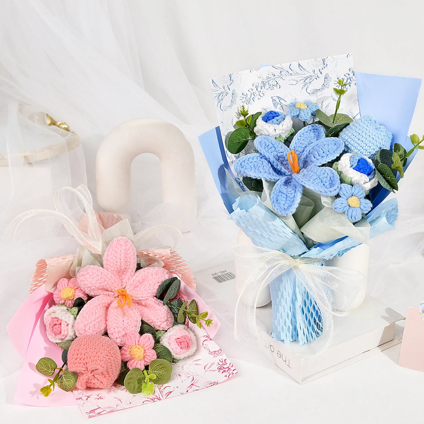 Bukiet Kwiatów Szydełkowych Dekoracyjny Prezentowy