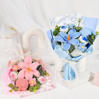 Bukiet Kwiatów Szydełkowych Dekoracyjny Prezentowy