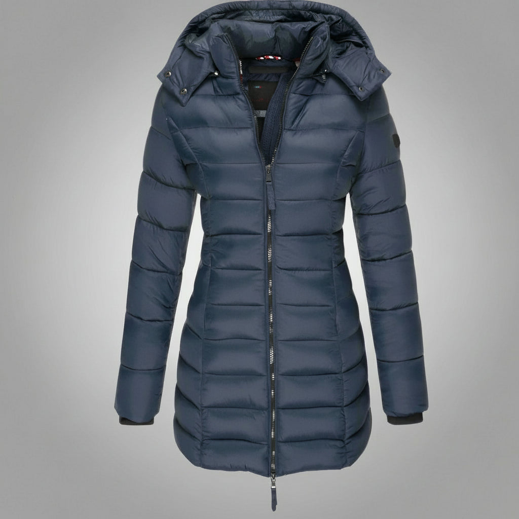 Damska Puffer Kurtka Lekka Długa Ocieplana
