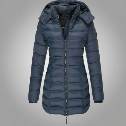 Damska Puffer Kurtka Lekka Długa Ocieplana