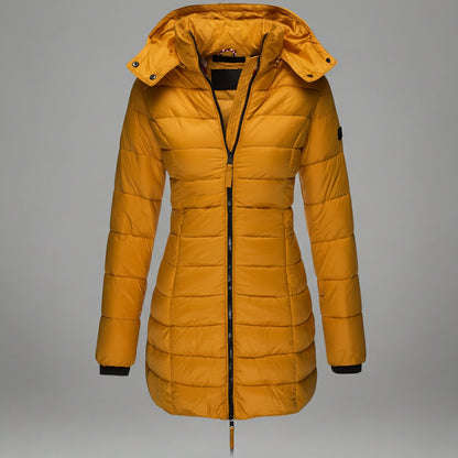 Damska Puffer Kurtka Lekka Długa Ocieplana
