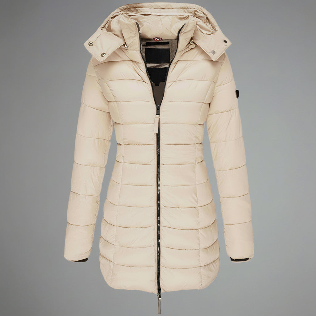Damska Puffer Kurtka Lekka Długa Ocieplana