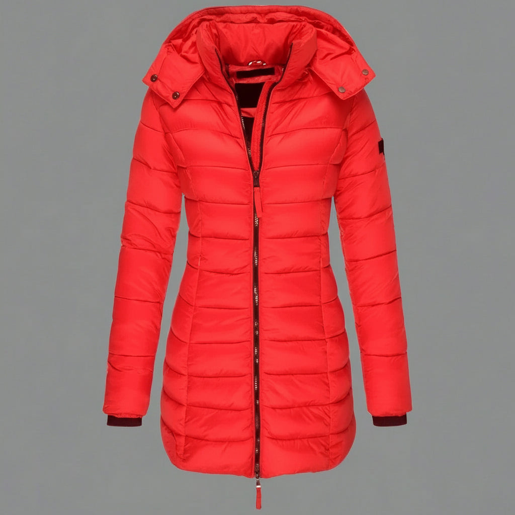 Damska Puffer Kurtka Lekka Długa Ocieplana